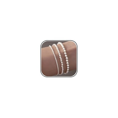 Pearl Bracelets for Women Dainty Gold Pearl Stretch Stackable Bracelet Bridesmaid Wedding Jewelry Gifts Prom Wedding Guest Dress - color: L:White Pearl Bracelet