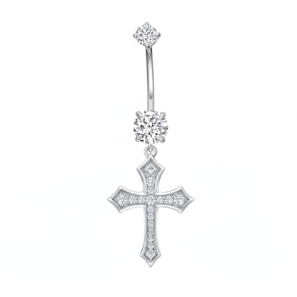 Belly Button Rings 925 Sterling Silver Belly Piercing Jewelry Hypoallergenic Navel Rings Gifts for Women - style: Cross-1