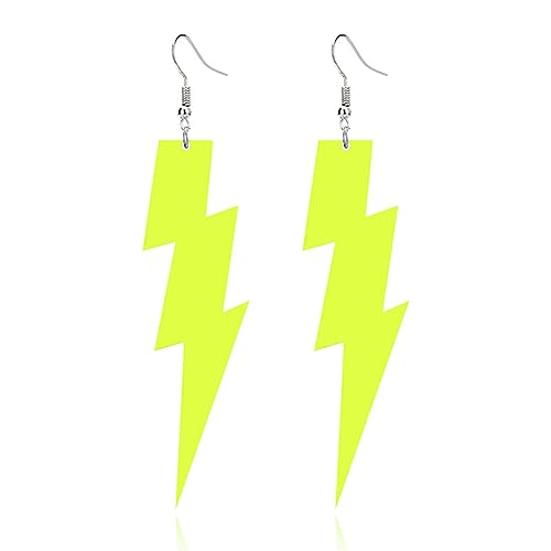 ONLYJUMP Acrylic Exaggerated Lightning Earrings Statement Punk Retro Geometric Delicate Neon Personalized Earrings Accessory Jewelry for Women - color: Yellow lightning