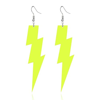 ONLYJUMP Acrylic Exaggerated Lightning Earrings Statement Punk Retro Geometric Delicate Neon Personalized Earrings Accessory Jewelry for Women - color: Yellow lightning