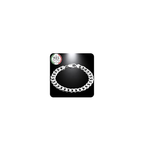 QUADRI 925 Sterling Silver Bracelet for Men - Cuban Link Bracelet for Men | Chain Bracelet for Men - Esclava de Plata 925 para Hombre - 7.5" to 8.5" - size: Length 7.5 Inches (small), style: 12mm