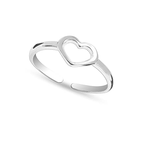 LeCalla 925 Sterling Silver Toe Rings for Women | Minimalist Classic Toe-Rings for Gifting Simple Open Adjustable Toe Band Ring for Women | Smoother and Comfortable to Wear - color: Open Heart