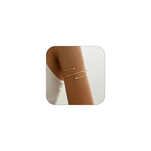 Todenb Upper Arm Cuff for Women Minimalist Adjustable Arm Band Gold Silver Arm Cuff Multi-Layer Arm Bracelet Upper Arm Jewelry - color: Gold Zircon