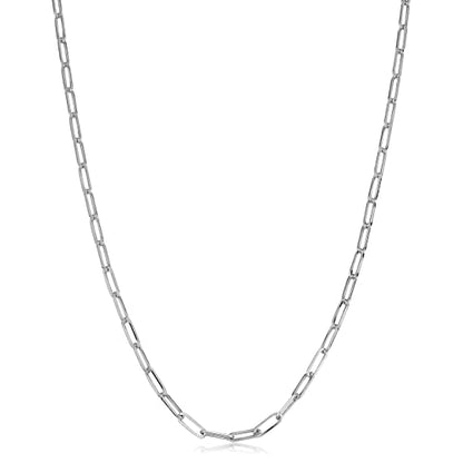 Au Naturale Womens Link Chain - 14k Gold Paperclip Necklace for Women - size: 24 inch, style: White Gold