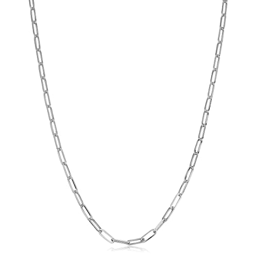 Au Naturale Womens Link Chain - 14k Gold Paperclip Necklace for Women - size: 24 inch, style: White Gold