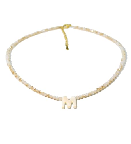 Tanyoyo Initial Necklaces for Women - Trendy Beaded Choker Necklace for Women, Handmade Letter Choker Necklace Jewelry for Women - style: M