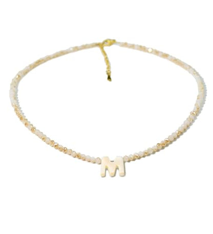 Tanyoyo Initial Necklaces for Women - Trendy Beaded Choker Necklace for Women, Handmade Letter Choker Necklace Jewelry for Women - style: M
