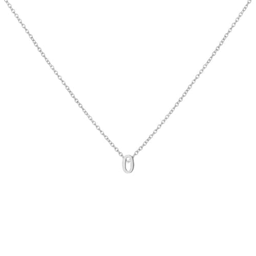 Number Necklace for Women Dainty 18K Gold Plated Pendant Necklace Charm Birth Month Personalized Jewelry Birthday Gift - color: SILVER, style: Number 0