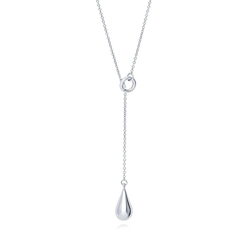 BERRICLE Sterling Silver Lariat Necklace for Women - Celestial Charm, Infinity Cross, Melody Note, Teardrop Styles - style: Teardrop Lariat