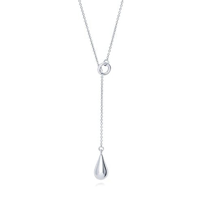 BERRICLE Sterling Silver Lariat Necklace for Women - Celestial Charm, Infinity Cross, Melody Note, Teardrop Styles - style: Teardrop Lariat