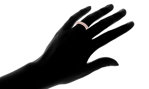 Barzel Womens 3 Row Eternity Ring Wedding Band 18k White Gold or Rose Gold Plated Cubic Zirconia Eternity Band Ring Jewelry - color: Rose Gold