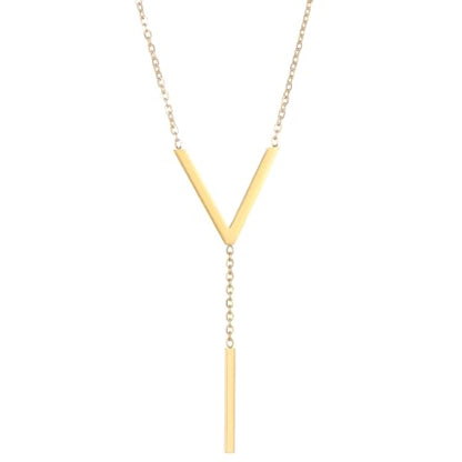 Long Pendant Necklace 14k Gold Plated Silver Bar Simple Trendy Y Drop Necklace Fashion Gold Jewelry for Women Jewelry