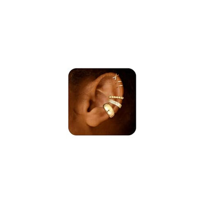 5 Pcs Thin Chunky Ear Cuff Earrings for Women 14K Gold Plated Brass Ear Cuffs Non Piercing Trendy Clip on Cartilage Earrings Cubic Zirconia Fake Piercings Earrings Jewelry - color: Style B,Chunky Gold