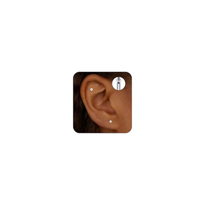 Flat Back Stud Cartilage Earrings Tragus Helix Piercing Jewelry Titanium | Conch Nose Piercing,Small Tiny Studs for Women,Threadless/Internally Threaded,Surgical Steel,Hypoallergenic,16G/18G/20G - color: Silver04-Flower (6mm*1+8mm*1), size: Internally Thr