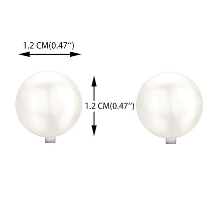YOQUCOL Simulated Freshwater Pearl Clip On Earrings Not Pierced Elegant Stud Jewelry For Women - color: 12MM-White