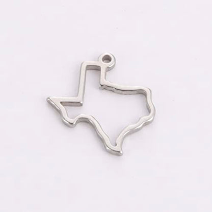 kkjoy 5Pcs Hollow Continents Maps of USA Pendant Charms for Jewelry Making and Crafting, Stainless Steel Mini Charm Craft Supplies Accessories for DIY Bracelet Necklace Earrings - color: Hollow Texas Map - Silver