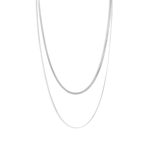CONRAN KREMIX Waterproof Gold Necklace Layered Necklaces for Women Non Tarnish,14k Gold Plated Stainless Steel Dainty Stack Thin Chain Necklace Set for Women Gifts Jewelry - color: Silver-09