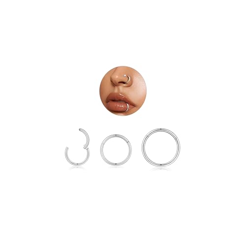20G/18G Nose Studs Stainless Steel Nose Piercing Nose Ring Set I L S Shape Body Piercing Nose Hoop Ring for Women Men - color: C-3PC-Silver