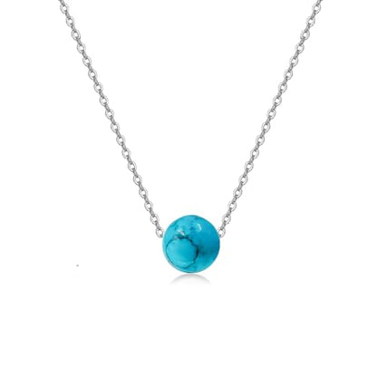 925 Sterling Silver Black Pearl Necklace Choker Jewelry Birthday Gifts for Women - style: Turquoise