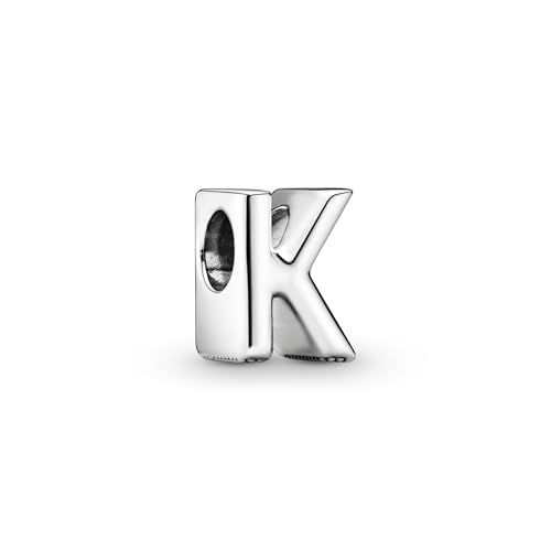 Pandora Alphabet Charm - Compatible Moments - Gift for Her - Made with Sterling Silver - with Gift Box - style: Letter K