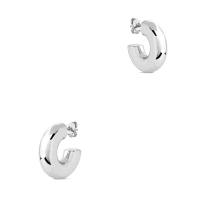 CONRAN KREMIX Waterproof Chunky Gold Hoops Earrings for Women Non Tarnish, Thick Gold Plated Circle Open Hoop,Lightweight Hollow Earrings Trendy - color: 19MM-Silver