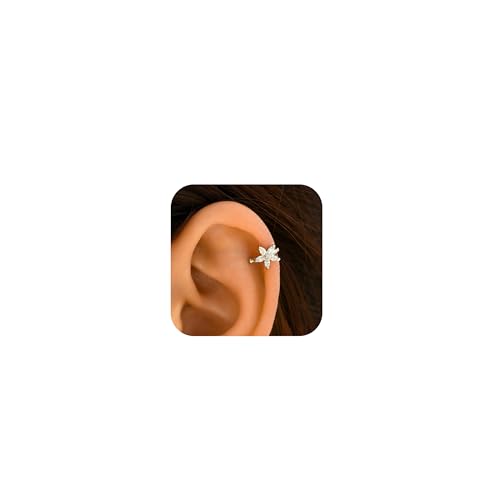 Ear Cuffs for Women Non Piercing Ear Cuff Earrings Non Pierced Cartilage Earrings Adults Christmas Stocking Stuffers Trendy Gifts 2025 - color: A0:1Pcs Silver Flower Ear Cuff