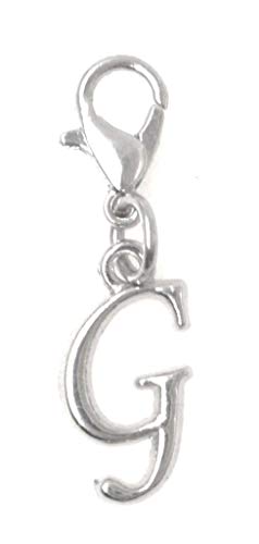 Initial Italic Cursive Stainless Steel Clasp Clip on Charm Graduation Cap Tassel Event Party Invitation Card Baby Shower Birthday Thank You Celebration Personalized Congratulations Choice of 26 Letters - style: Letter G