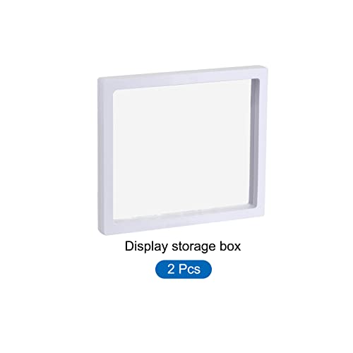 MECCANIXITY Floating Frame Display Holder Stand 3D Jewelry Display Box 7.09 x 7.09 x 0.79 inch White for Ring Necklace Bracelet Earring Pack of 2 - color: White, size: 7.09 x 7.09 x 0.79 inch