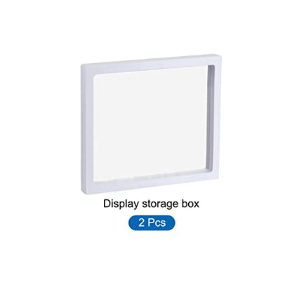 MECCANIXITY Floating Frame Display Holder Stand 3D Jewelry Display Box 7.09 x 7.09 x 0.79 inch White for Ring Necklace Bracelet Earring Pack of 2 - color: White, size: 7.09 x 7.09 x 0.79 inch