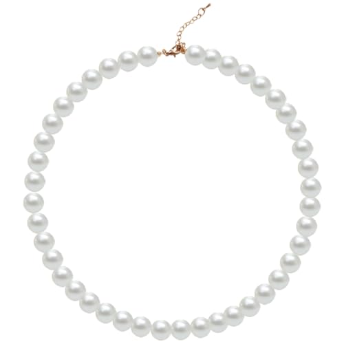 Pearl Choker Necklace for Women, 4/6/8/10mm White Imitation Pearl Necklace, Round Faux Glass Pearl Necklace, Pearl Necklace, Elegant Wedding Parties Pearl Necklace - color: Diameter of Pearl 10mm
