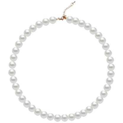 Pearl Choker Necklace for Women, 4/6/8/10mm White Imitation Pearl Necklace, Round Faux Glass Pearl Necklace, Pearl Necklace, Elegant Wedding Parties Pearl Necklace - color: Diameter of Pearl 10mm