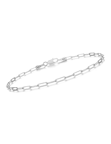 nometo 925 Sterling Silver Paperclip Chain Bracelet 3/4/5mm | Silver Bracelet for Women Men Silver Bracelet 6.5-9 Inches - color: Silver 4mm, size: 7