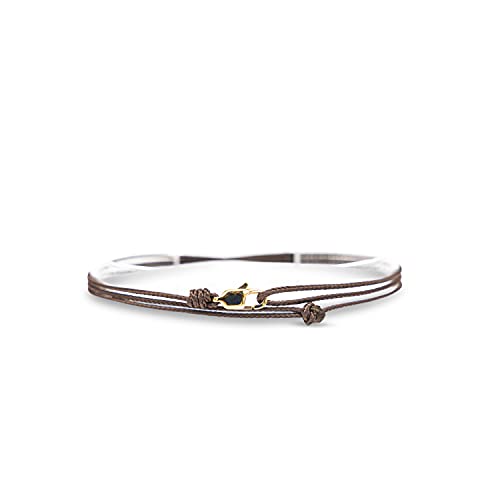 Made by Nami Surfer Anklet with Snap Hook Clasp Waterproof & Adjustable Thin String Ankle Bracelets for Women and Men Handmade Jewelry for Beach and Music Festival Accessories - color: Brown Gold