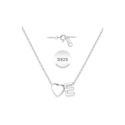Turandoss S925 Sterling Silver Initial Necklaces for 5-16 Years Old Girls | Dainty Teen Girl Gifts Trendy Stuff Heart Initial A-Z Necklaces Personalized Birthday Jewelry Gifts for Girls - color: E