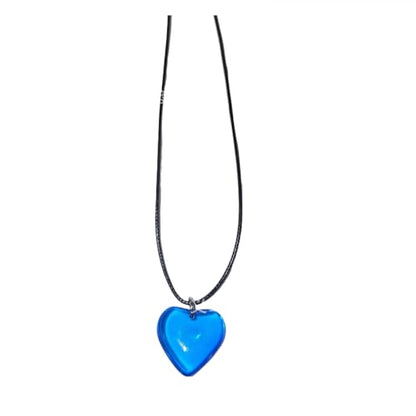 Yocoyee Dainty Colorful Glass Heart Shape Pendant Necklace Stainless Steel Link Rope Chian Love Heart Charms Pendant Necklace Y2K Trendy Jewelry Accessories for Women Jewelry - color: Deep Blue