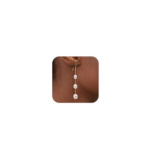 Pearl Drop Earrings for Women Trendy Long Pearl Wedding Earrings for Brides Statement Earring for Women Daily Party Dress Accessories - color: A1: gold long pearl earrings