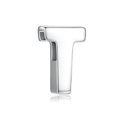 CANDYFANCY Initial Pendant 925 Sterling Silver Letters Personalized Alphabet Pendant Fit 1mm Box Chain - color: Alphabet T Pendant