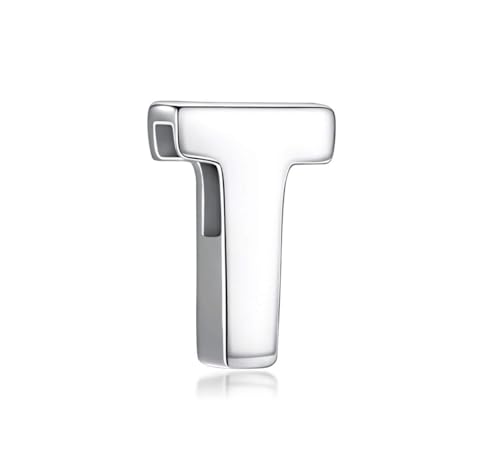 CANDYFANCY Initial Pendant 925 Sterling Silver Letters Personalized Alphabet Pendant Fit 1mm Box Chain - color: Alphabet T Pendant