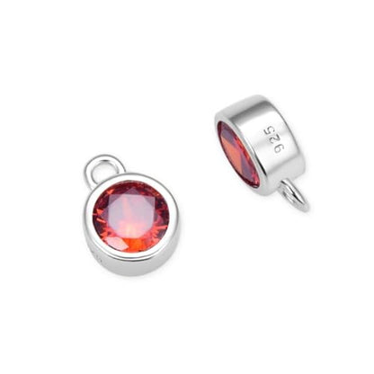 Adabele 4pcs Real 925 Sterling Silver CZ January Birthstone Charm Drop 4mm | Tiny Small, Tarnish Resistant 92.5 Silver Sparkle Garnet Red Cubic Zirconia Dangles Closed Loop Craft Jewelry Making - color: January, size: 4mm (0.16")/Tiny - 4pcs