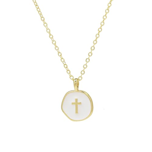 Dainty Necklace Initial Necklace For Women Round Moon star Clover Pendant Chain Coin Necklaces - color: P