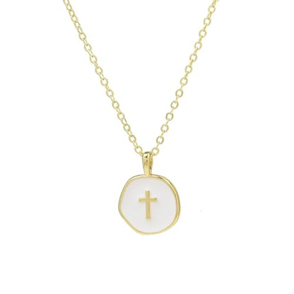 Dainty Necklace Initial Necklace For Women Round Moon star Clover Pendant Chain Coin Necklaces - color: P
