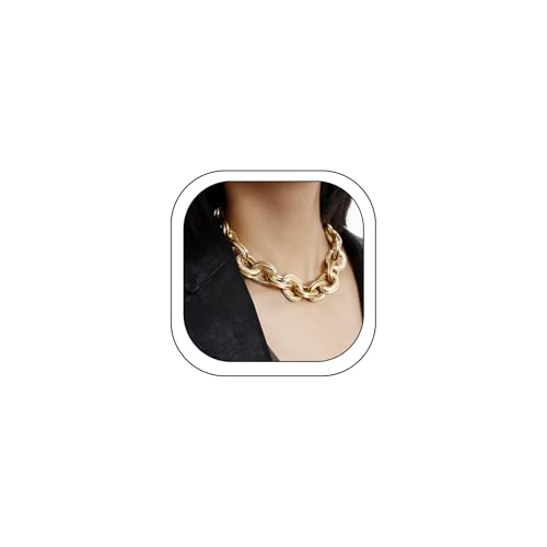 Chunky Gold Chain Necklace for Women Big Chunky Choker Necklace Gold Cuban Link Chain Necklaces Punk Hip-Hop Necklaces Costume Jewelry Gift - color: Gold04