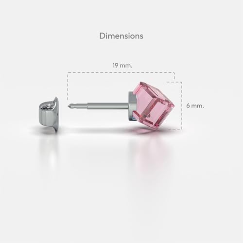 316L Stainless Steel Stud Earrings for Sensitive Ears – Hypoallergenic Princess Cut Square Cubic Zirconia Post Earrings for Women & Men – Nickel Free Daily Jewelry - color: Rose