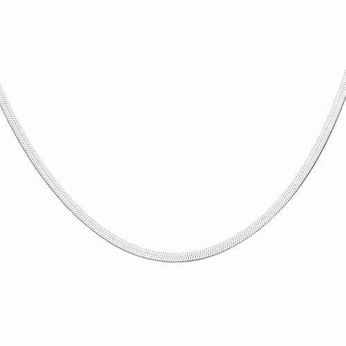 HARFINGTON Herringbone Necklaces Stainless Steel Snake Chain Necklace Adjustable Flat Chain for Jewelry Gift - color: Silver, size: 16" x 0.16"