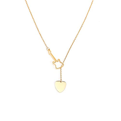 18K Gold Plated Stainless Steel Bee Honeycomb Pendant Necklace, Adjustable Y Lariat Conch/Guitar/Horseshoe Necklace for Women - color: Gold, style: Guitar