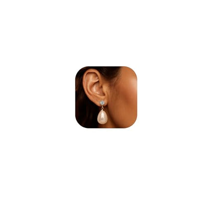 Pearl Clip on Earrings for Women - 14K Gold Silver Plated Cubic Zirconia Non Pierced Ear Clips Jewelry Gifts for Wedding Bridal Party Gifts - color: White-10mm