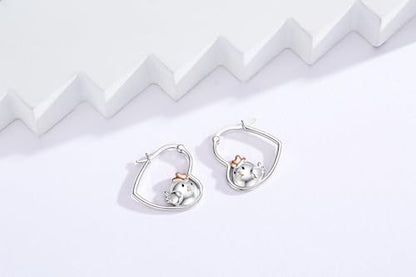 LES OSEWA Dog Animal Earrings Sterling Silver Animal Heart Hoop Dangle Earrings Cute Jewelry Gifts for Women - color: Chicken