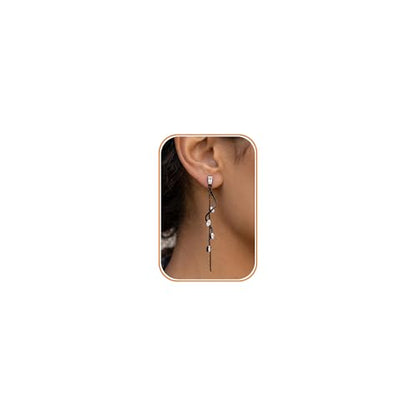 Dangle Earrings for Women - 14K Gold/White Gold/Rose Gold Plated Butterfly Heart Star Hoop Chain Long Tassel Cubic Zirconia CZ Dangle Earrings - color: Black CZ Twist