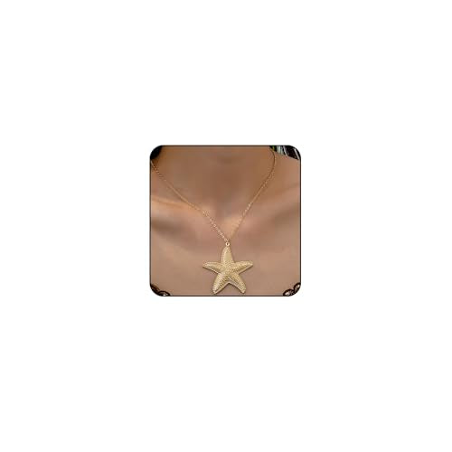 Big Star Necklace Chunky Necklace for Women Boho Thick Chain Statement Necklace Trendy Large Star Pendant Necklace Bold Vintage Chunky Jewelry - style: 8 - G