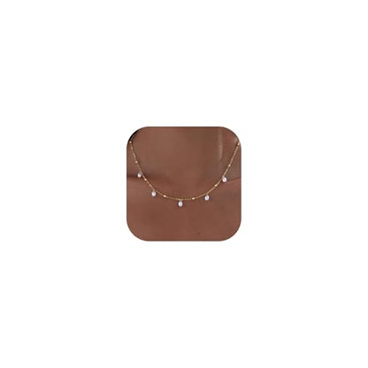 Pearl Necklaces for Women Trendy 14k Gold Plated Cubic Zirconia Pearl Pendant Necklace Valentines Day Wedding Birthday Mother's Day Gifts Dainty Gold Necklace for Women - color: Style 7 - Gold Necklace
